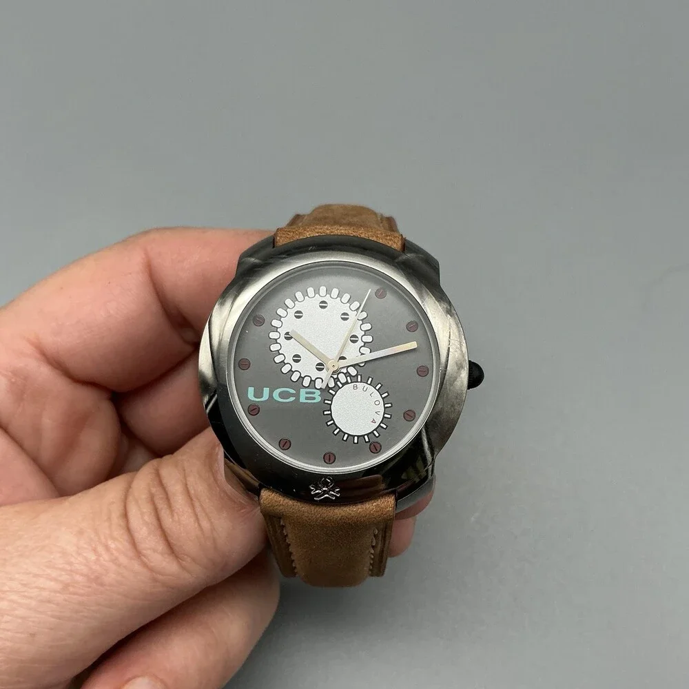 Vintage Bulova United Colors Of Benetton Mens Watch 36mm Gears New Battery